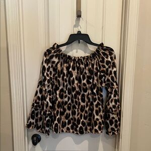Leopard Print Off-Shoulder Women's Top